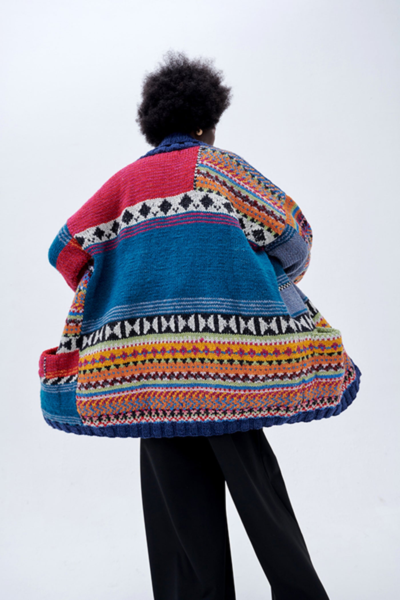Amano Jude Multicoloured Bright Wool Chunky Knit Cardigan