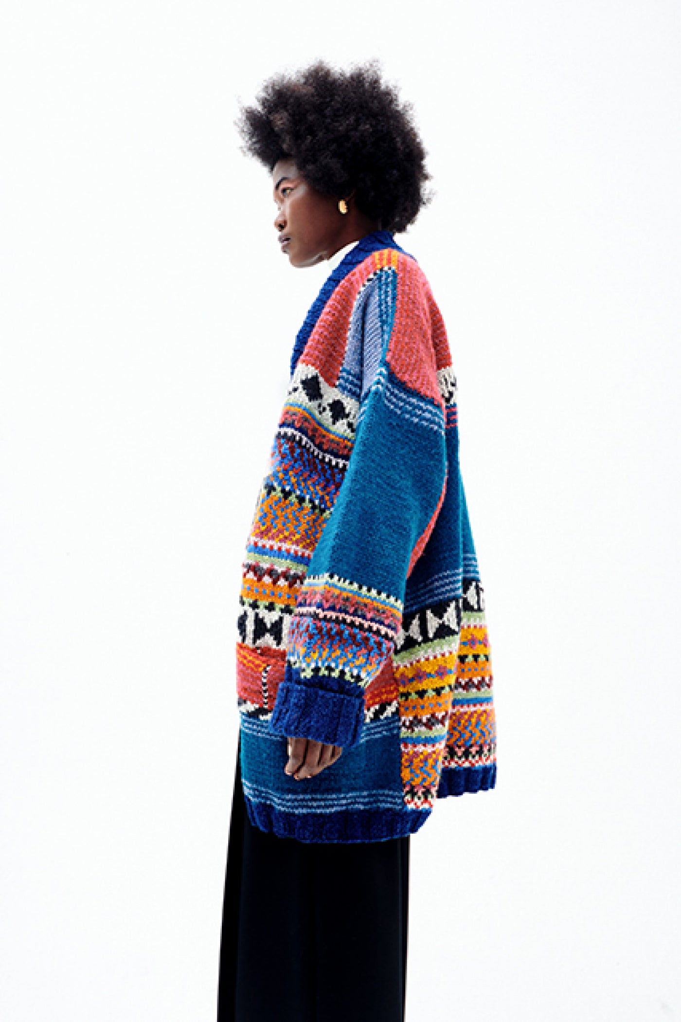Amano Jude Multicoloured Bright Wool Chunky Knit Cardigan