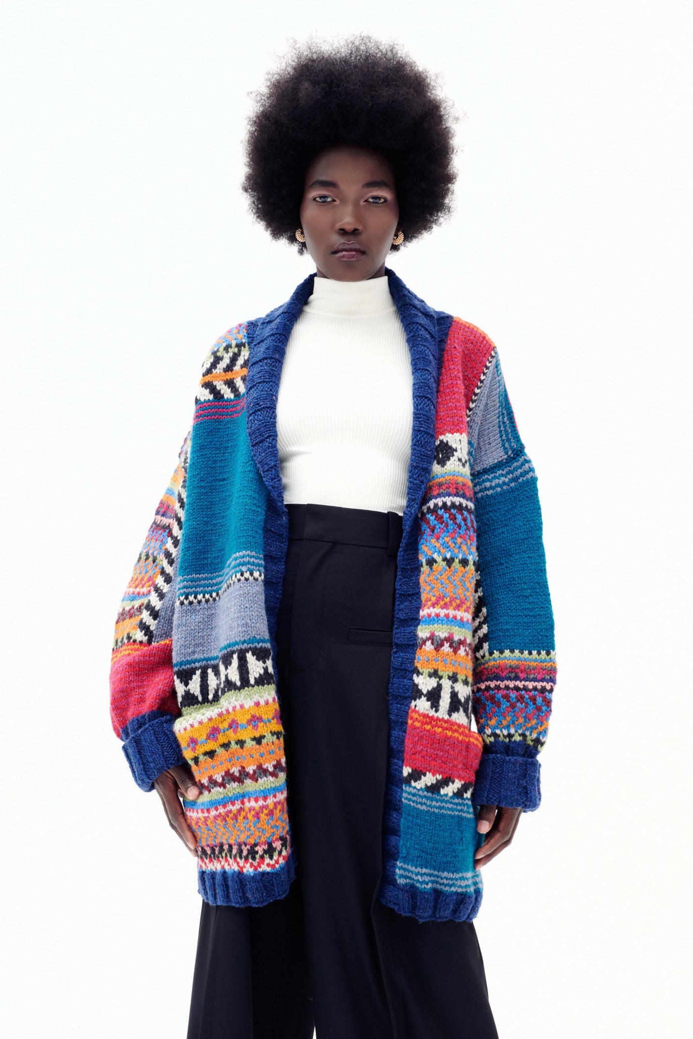 Amano Jude Multicoloured Bright Wool Chunky Knit Cardigan
