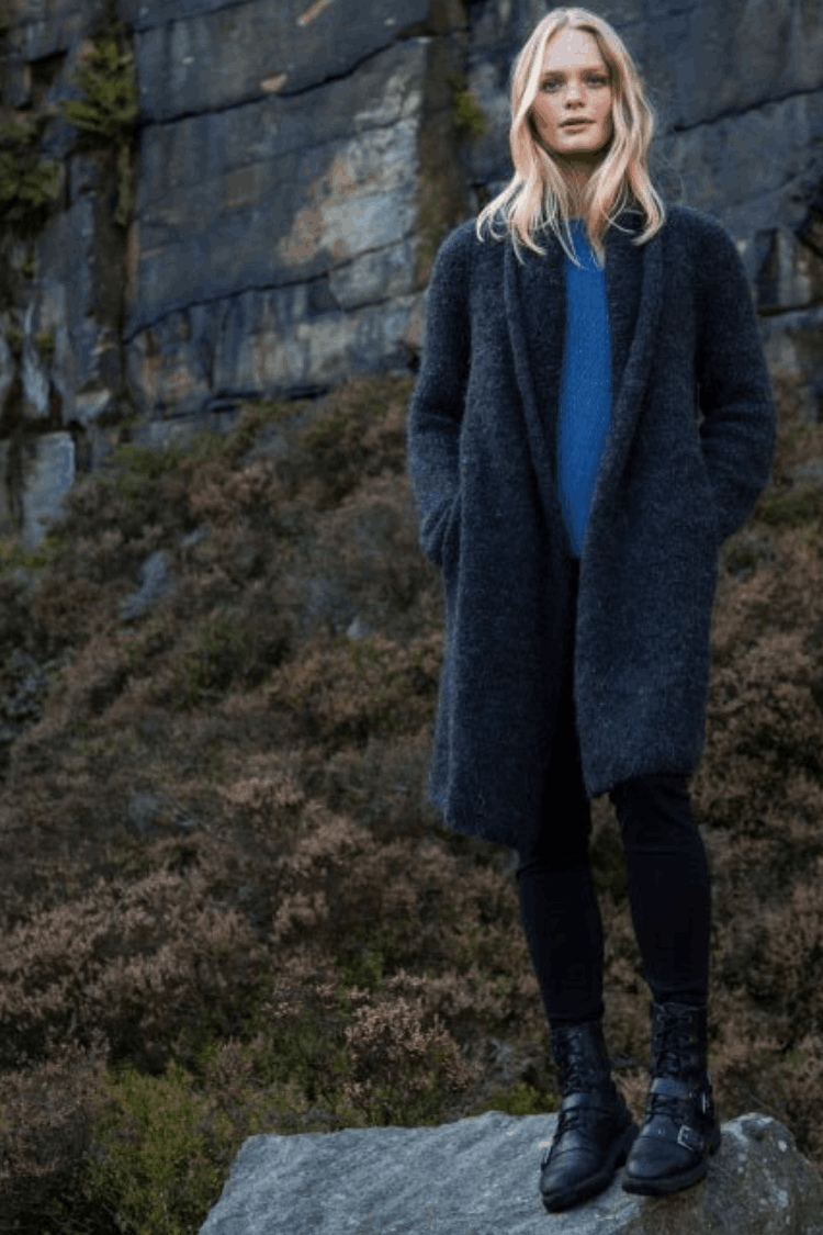 Amano Abrazo 'The Hug' Alpaca Long Coat Cardigan Charcoal