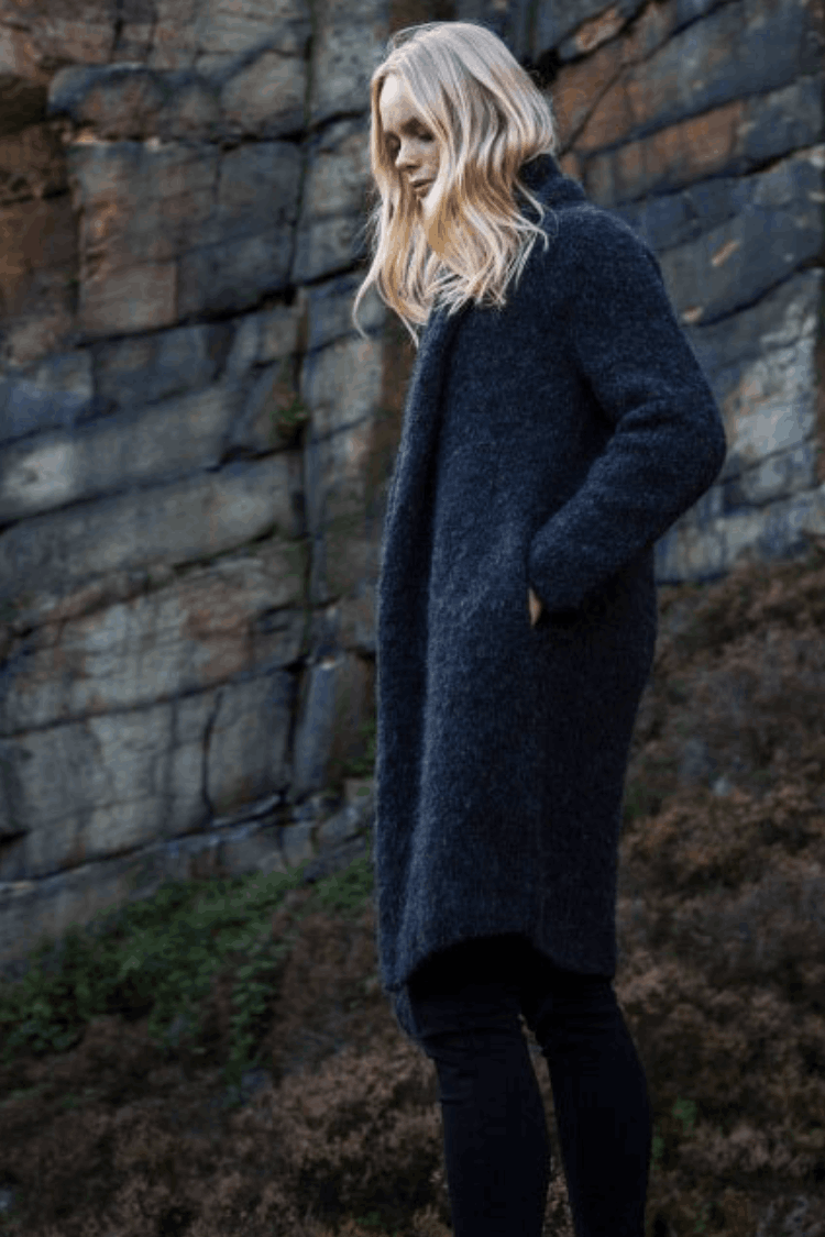 Amano Abrazo 'The Hug' Alpaca Long Coat Cardigan Charcoal