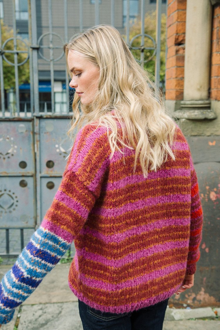 Amano Colour Alpaca Stripe Cardigan Baked Red