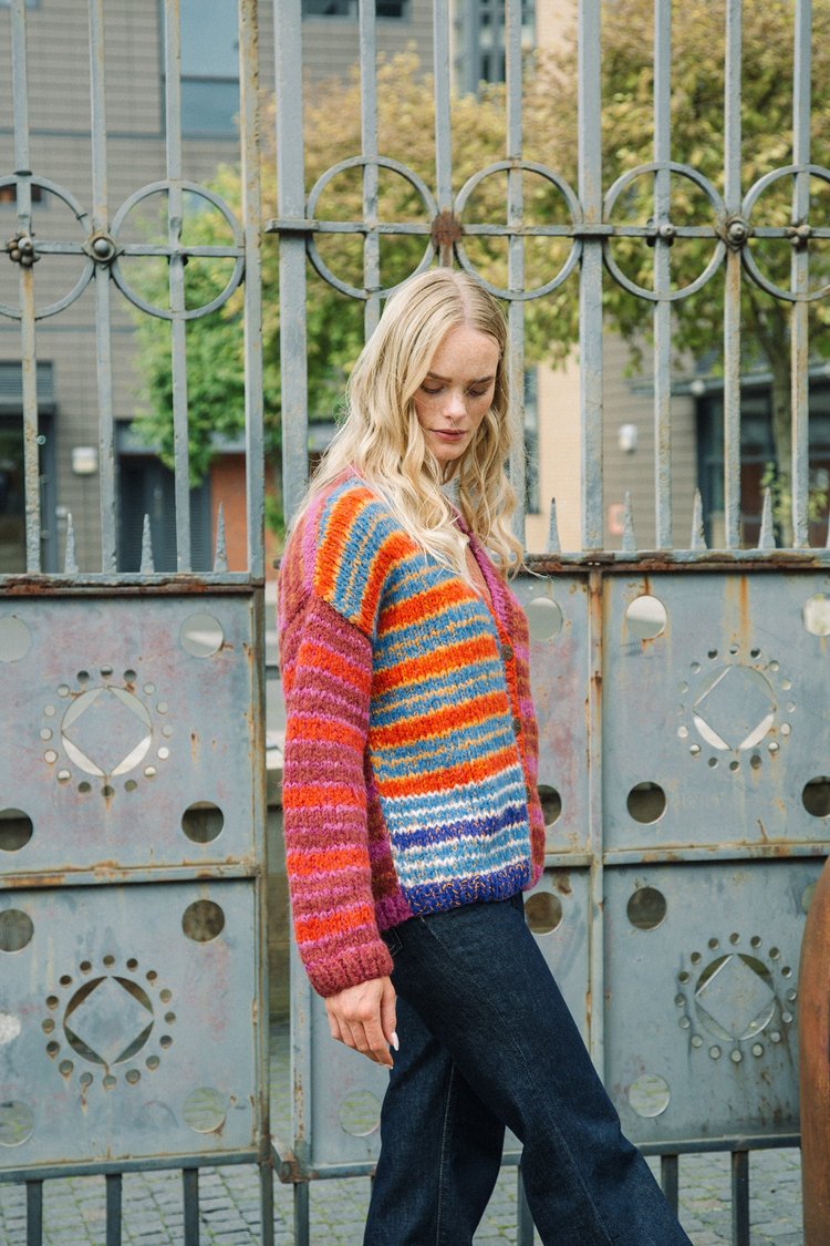 Amano Colour Alpaca Stripe Cardigan Baked Red