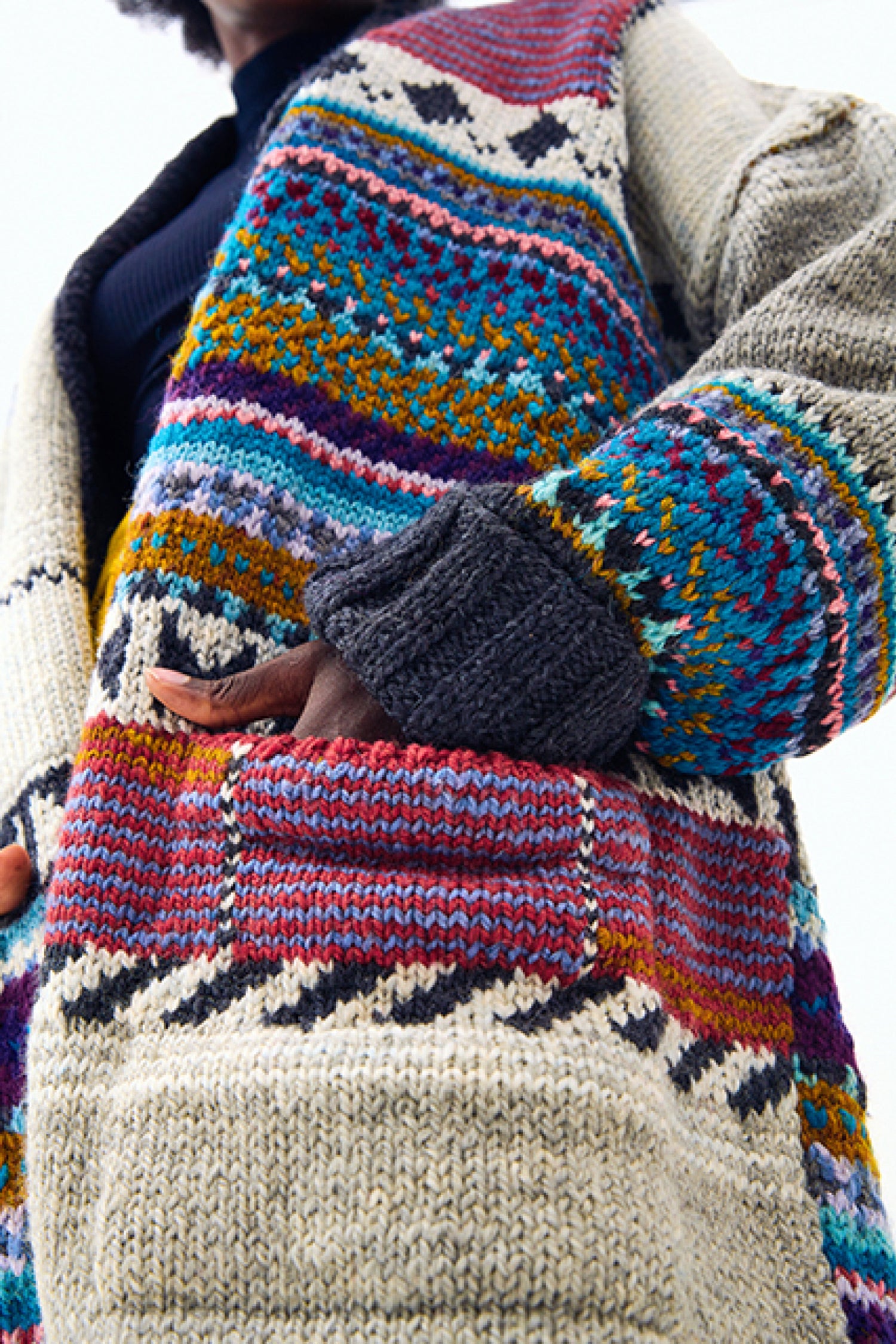 Amano Jude Multicoloured Vintage Wool Chunky Knit Cardigan