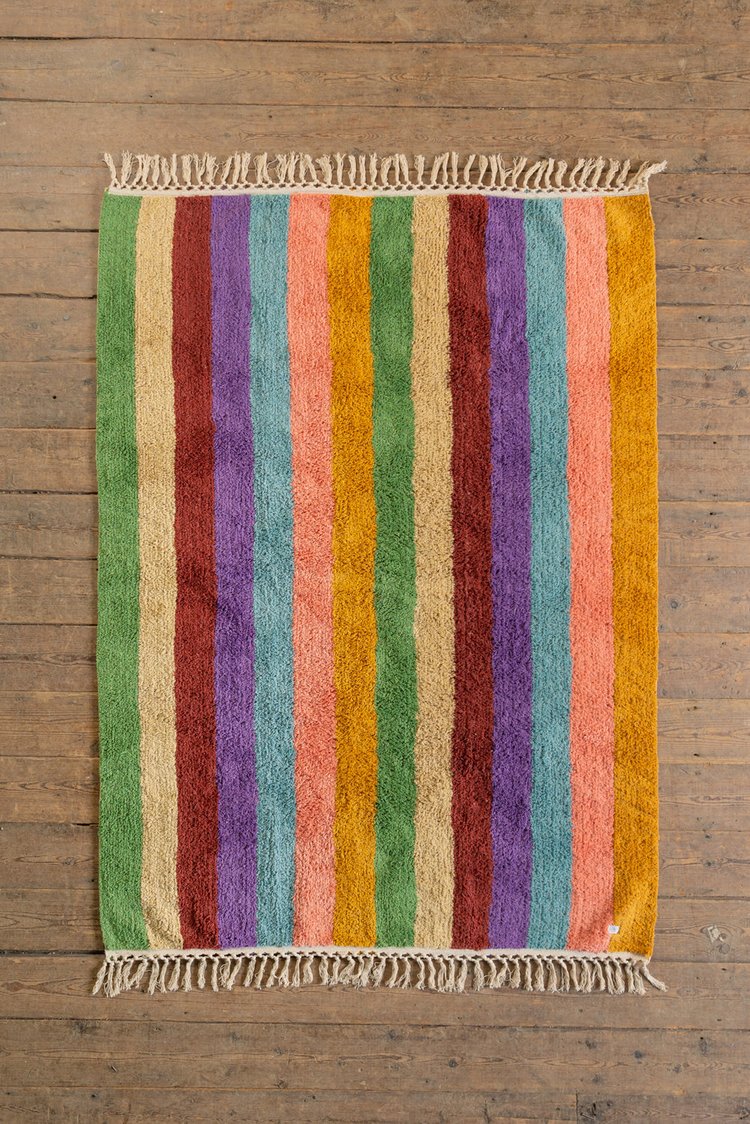 Artisan Beryl Striped Hand Tufted Rug Recycled Cotton 120 x 180cm