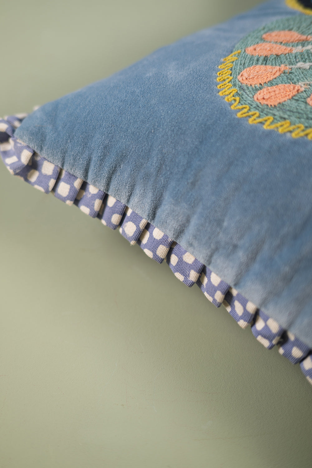 Artisan Embroidered Butterfly Velvet Cotton Cushion