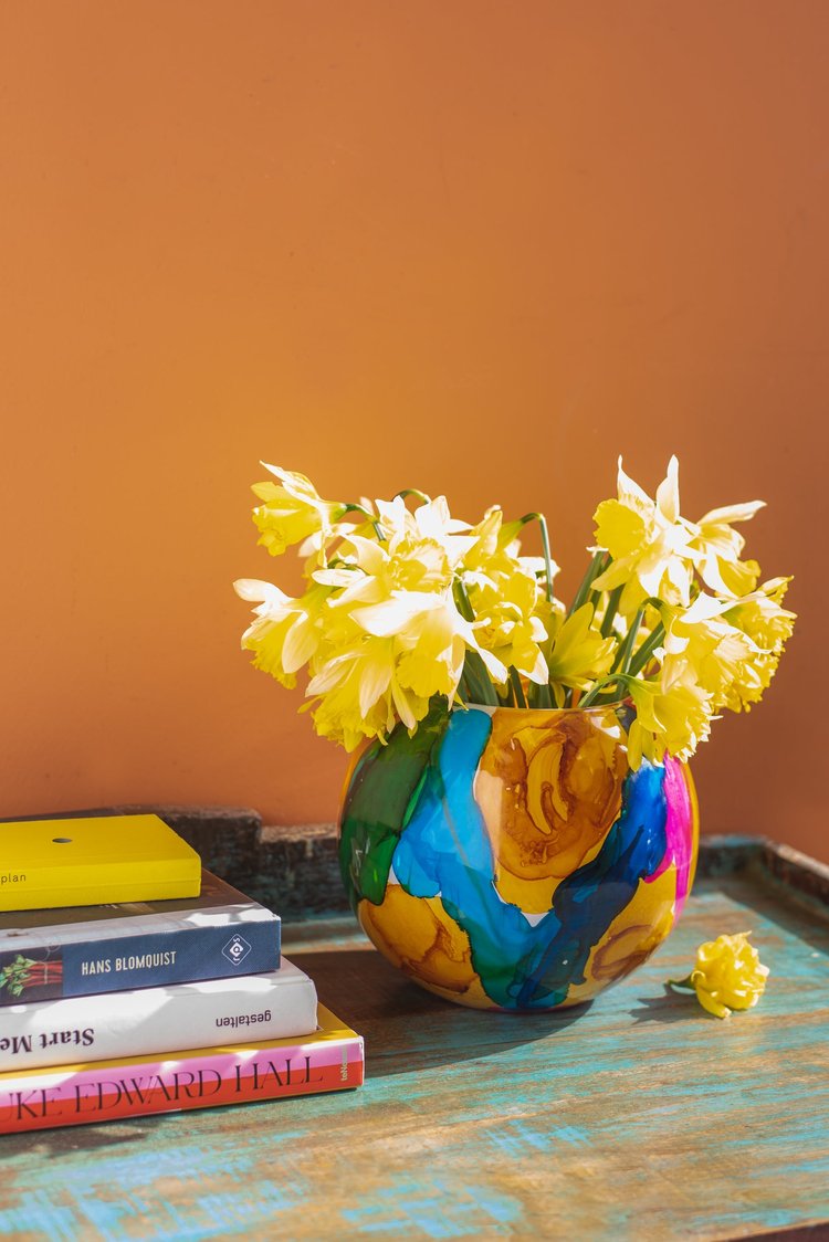 Marble Round Hurricane Vase by Ian Snow