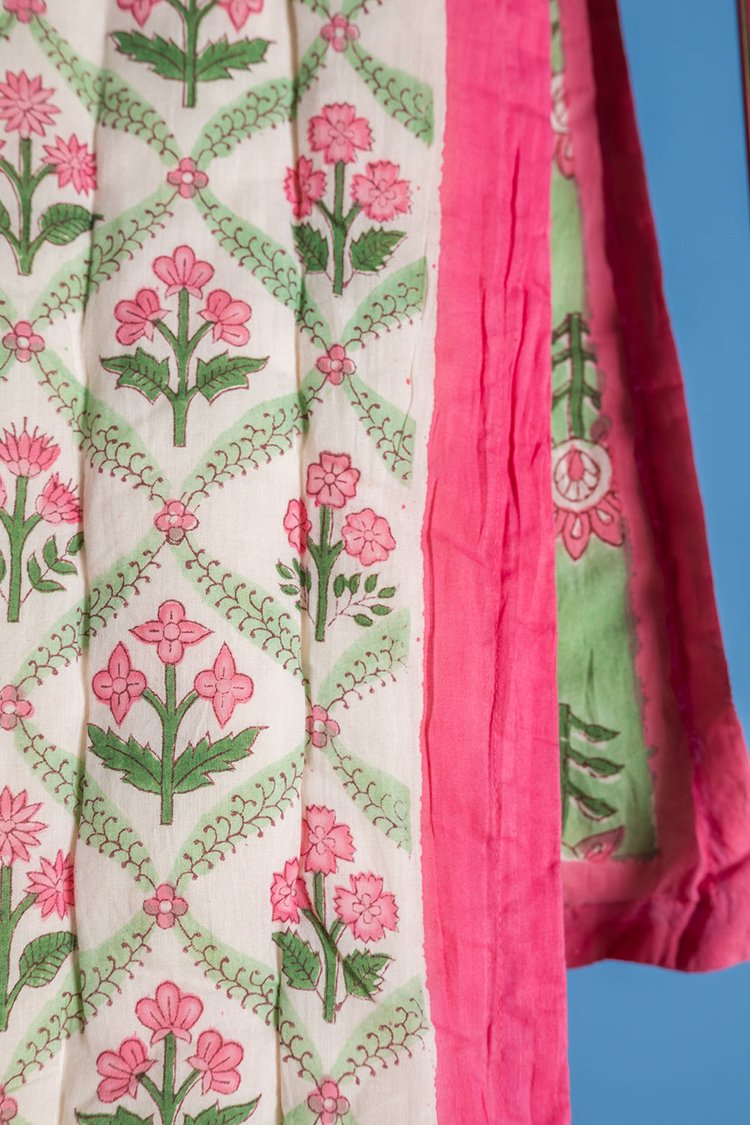 Laurel & Taffy Hand Block Print Cotton Reversible Quilt