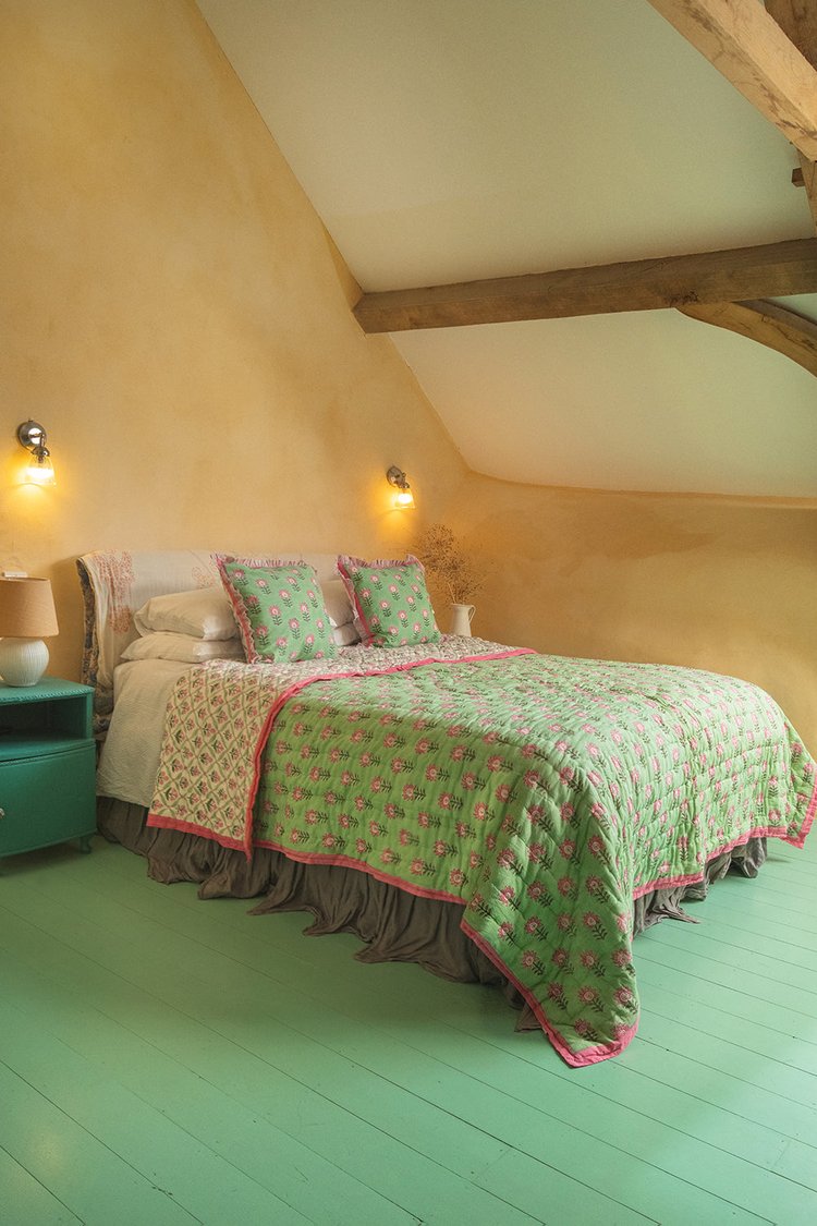 Laurel & Taffy Hand Block Print Cotton Reversible Quilt