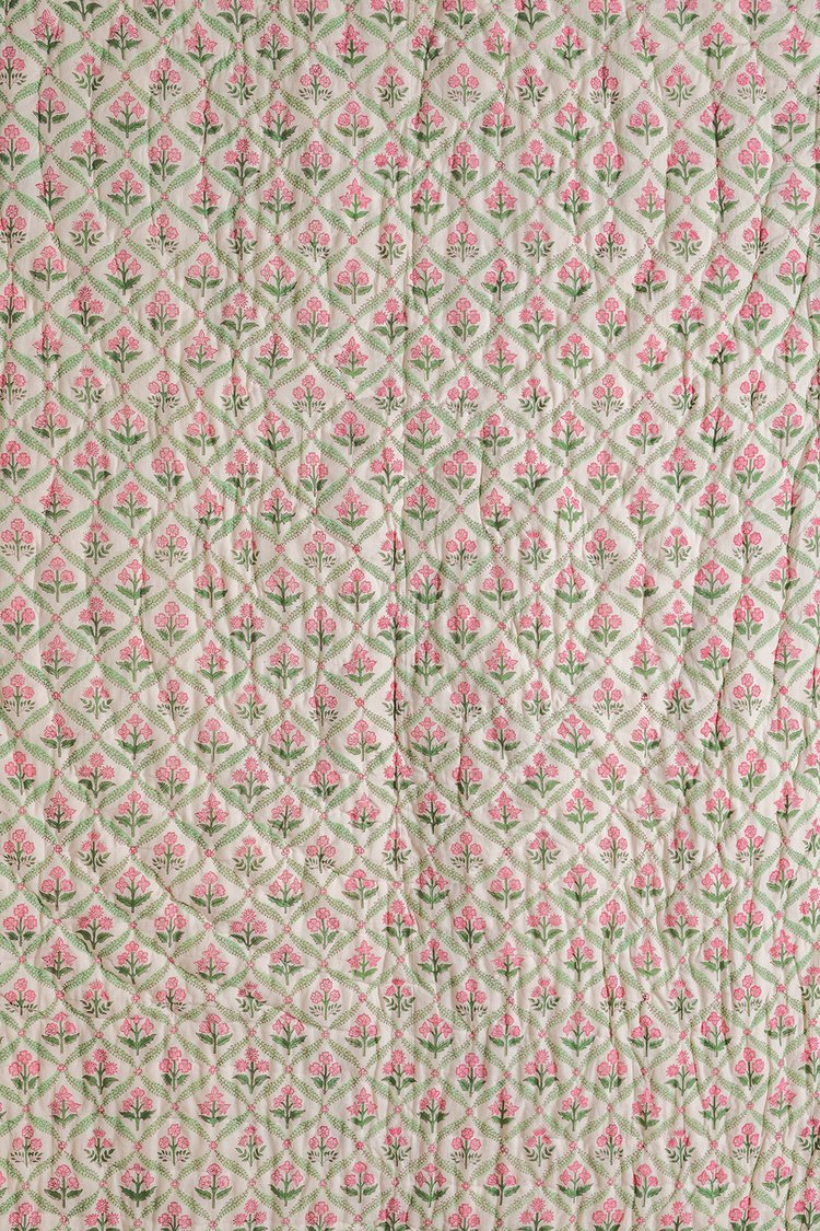 Laurel & Taffy Hand Block Print Cotton Reversible Quilt