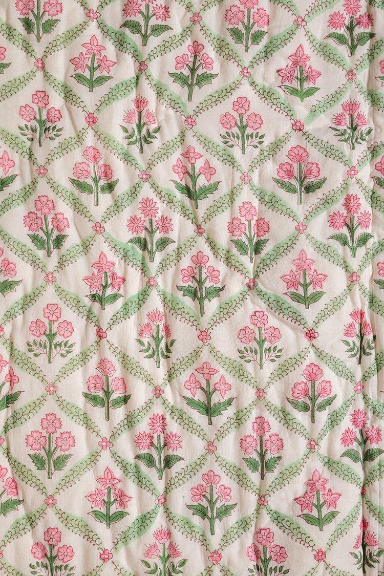 Laurel & Taffy Hand Block Print Cotton Reversible Quilt