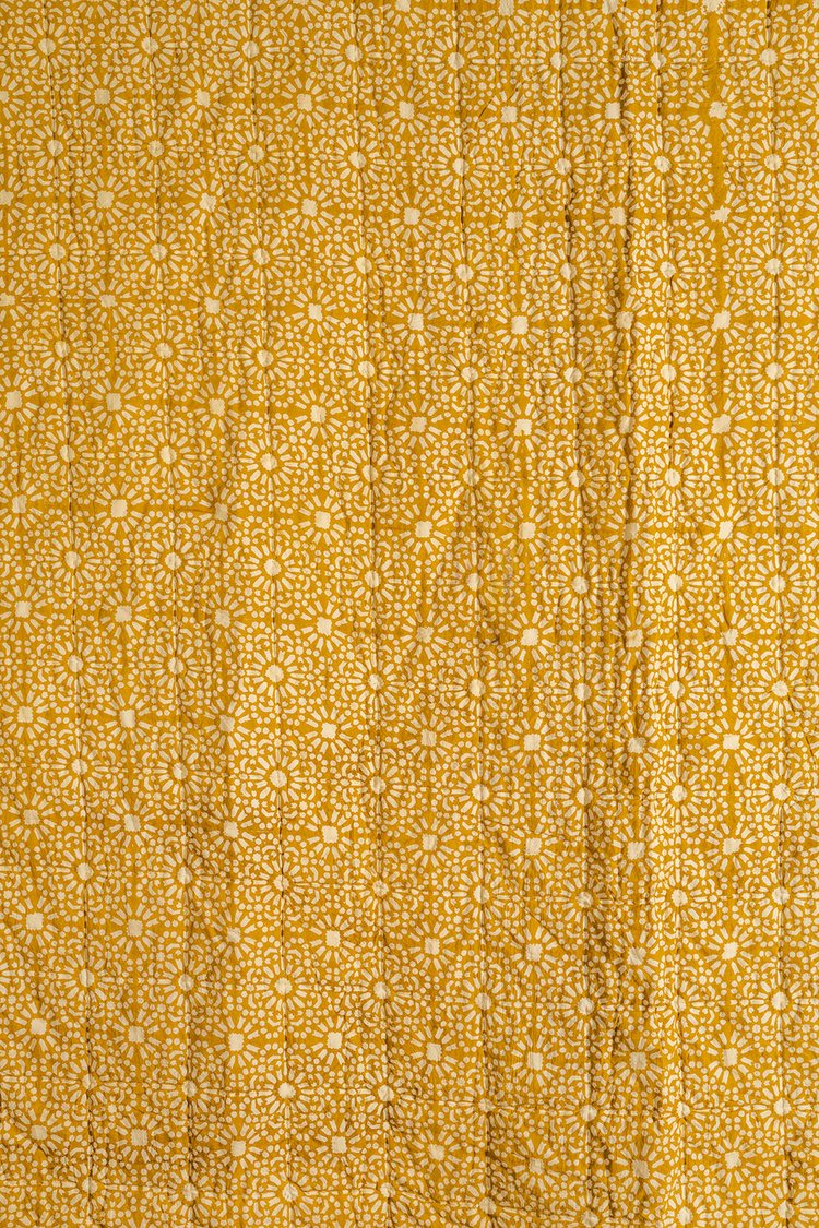 Mustard Hand Block Print Cotton Reversible Quilt