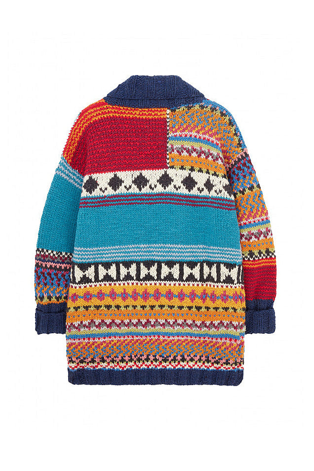 Amano Jude Multicoloured Bright Wool Chunky Knit Cardigan