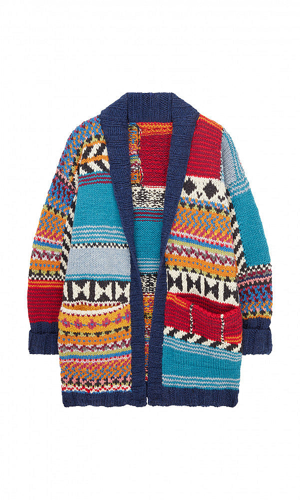 Amano Jude Multicoloured Bright Wool Chunky Knit Cardigan