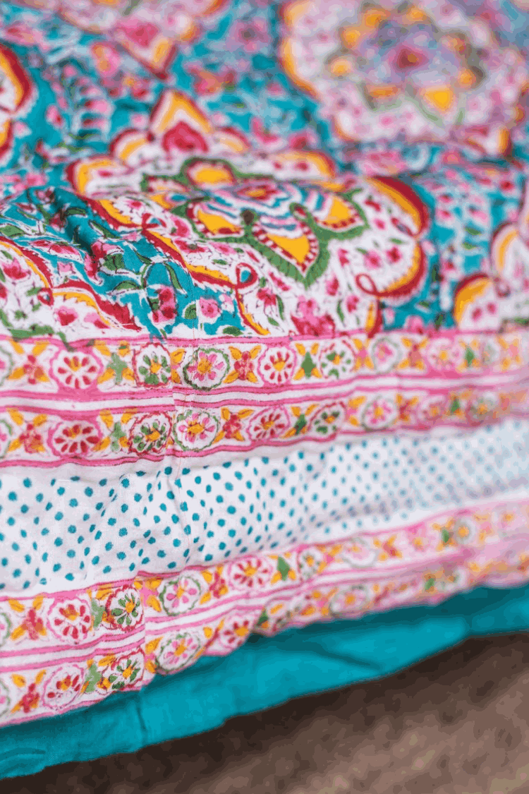 Jaipur Hand Block Print Cotton Reversible Quilt