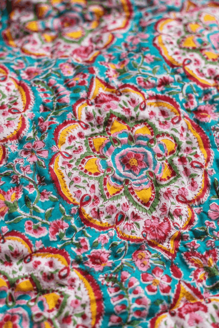 Jaipur Hand Block Print Cotton Reversible Quilt