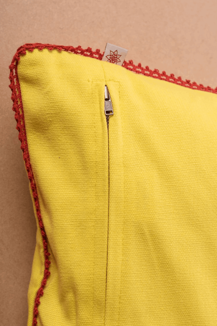 Artisan Embroidered Bee Cushion