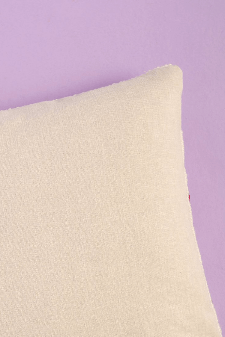 Artisan White Embroidered Floral Cushion