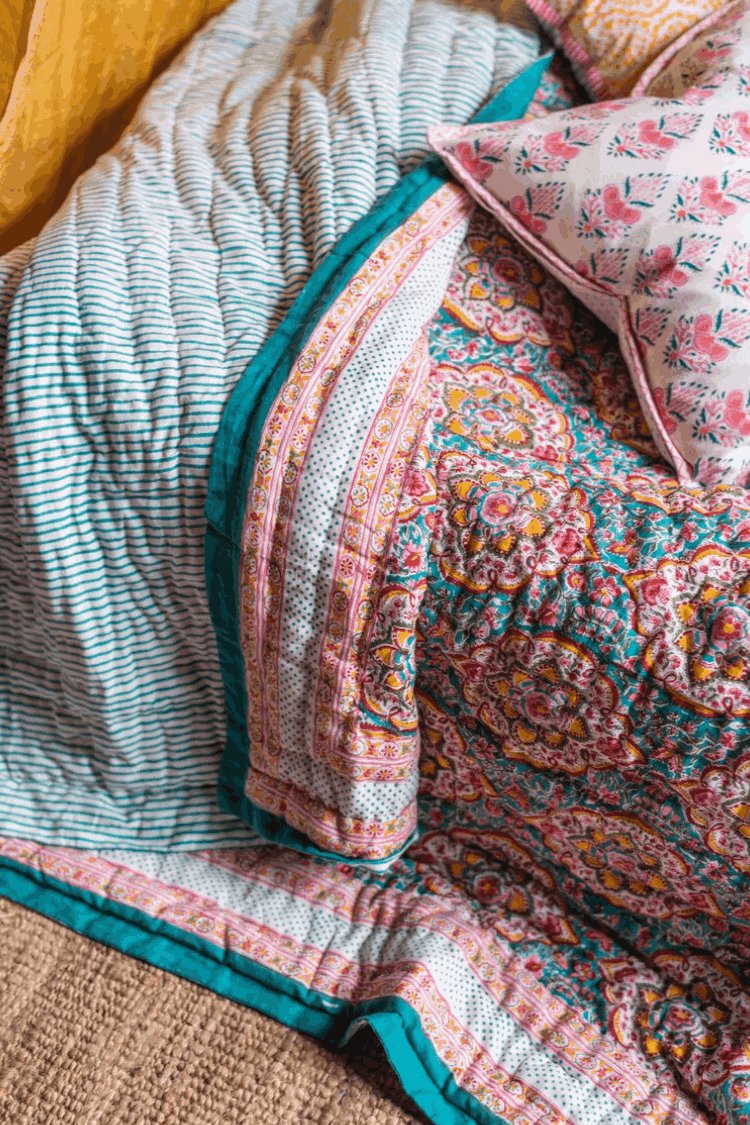 Jaipur Hand Block Print Cotton Reversible Quilt