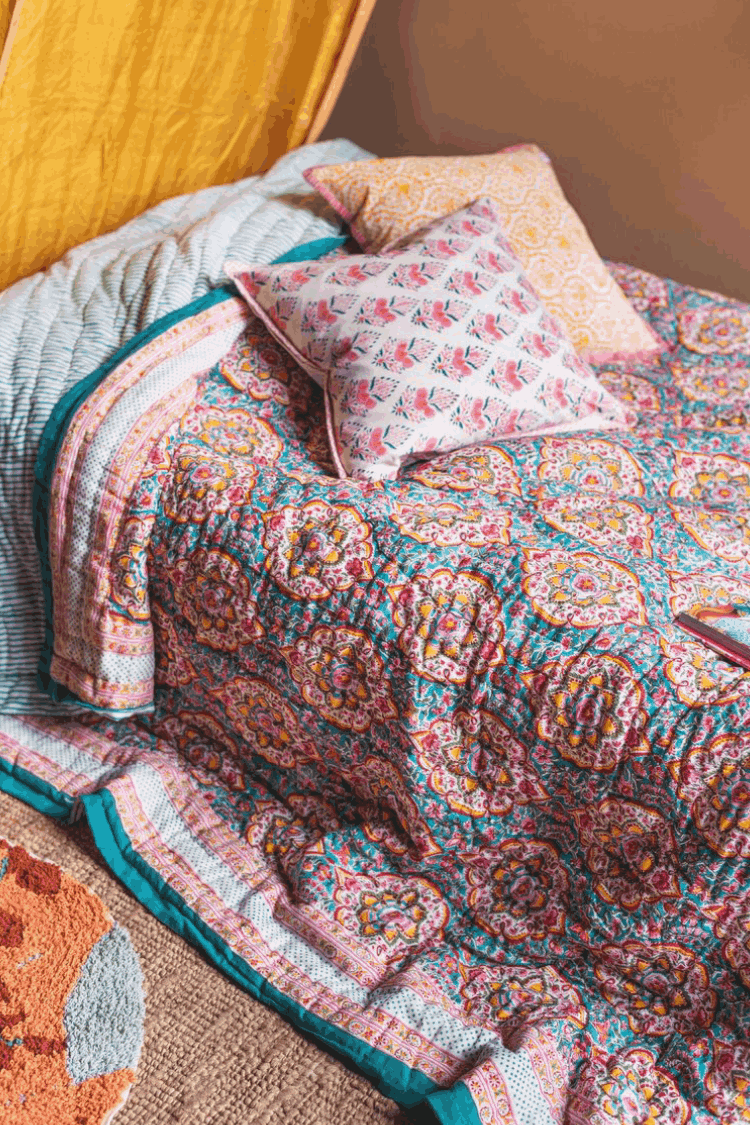 Jaipur Hand Block Print Cotton Reversible Quilt