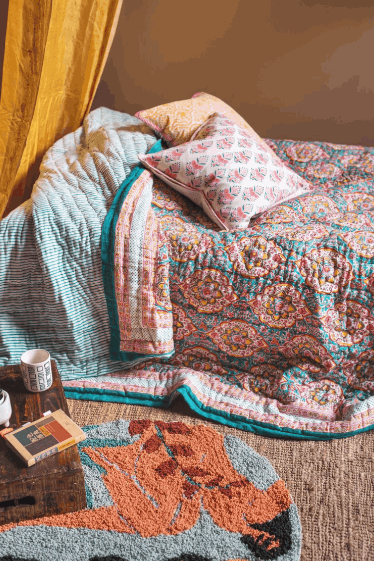 Jaipur Hand Block Print Cotton Reversible Quilt