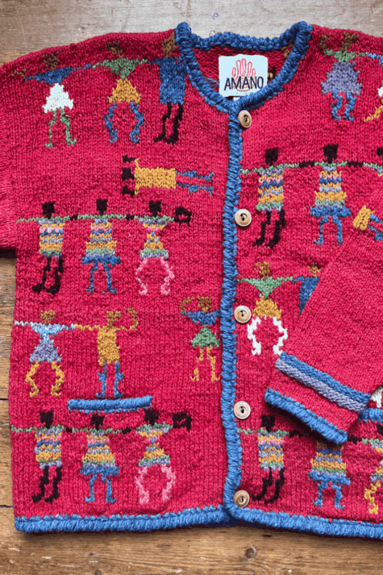 Preloved Vintage Amano Culture Cardigan Hand Knitted 100% Wool