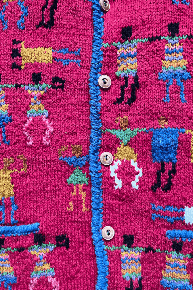 Preloved Vintage Amano Culture Cardigan Hand Knitted 100% Wool