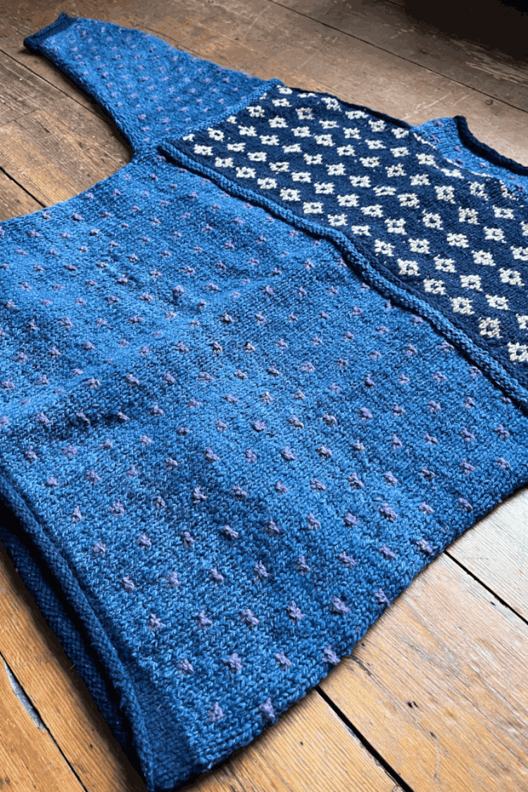 Preloved Vintage Amano Denim Cardigan Hand Knitted 100% Wool