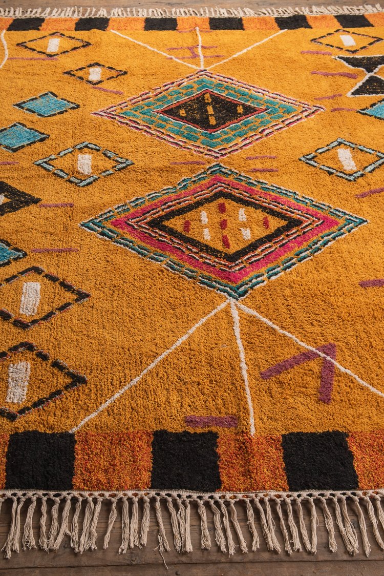 Artisan Tafsut Hand Tufted Rug Recycled Cotton 160 x 230cm Ochre