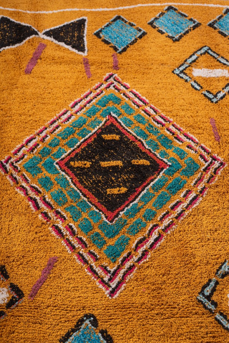 Artisan Tafsut Hand Tufted Rug Recycled Cotton 160 x 230cm Ochre