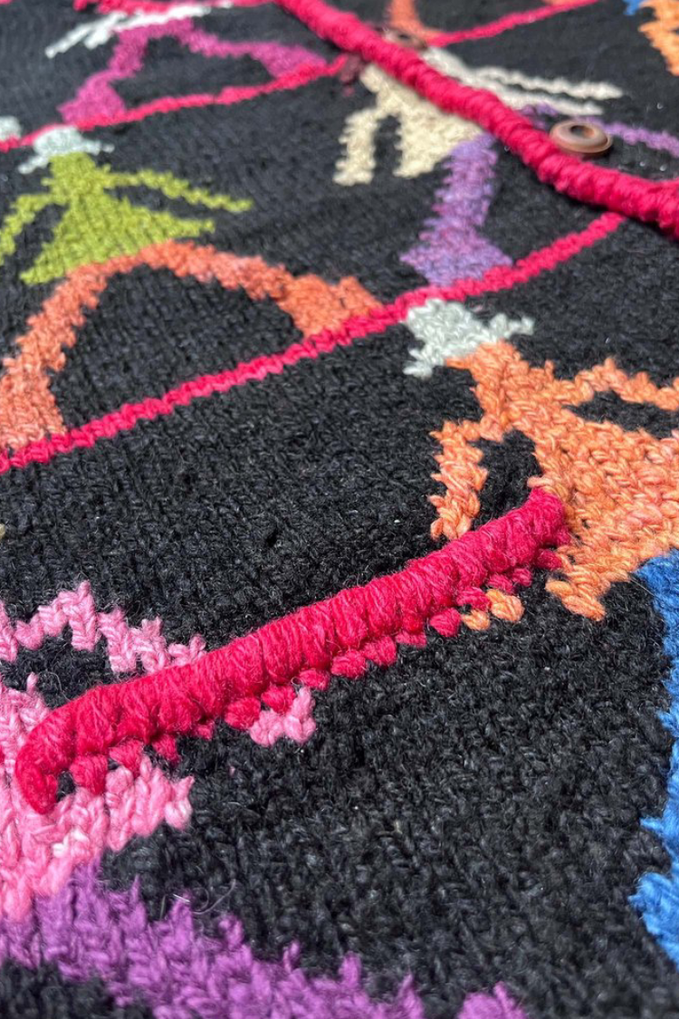 Preloved Vintage Amano Peoples Cardigan Hand Knitted 100% Wool