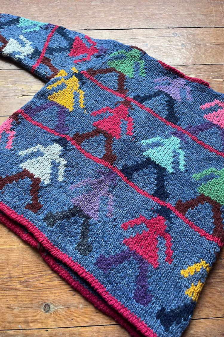 Preloved Vintage Amano Peoples Cardigan Hand Knitted 100% Wool