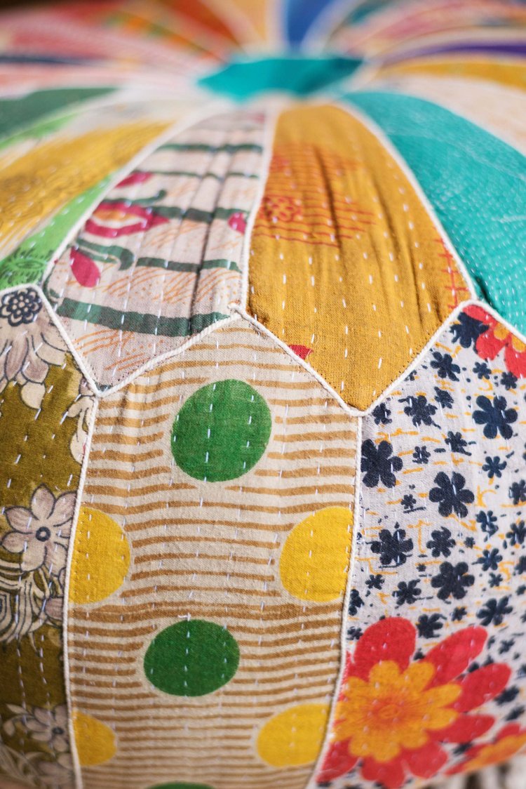 Artisan Vintage Kantha Patchwork Pouffe