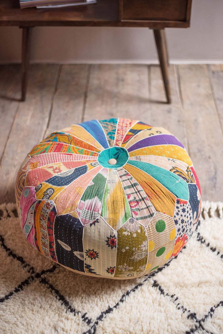 Artisan Vintage Kantha Patchwork Pouffe
