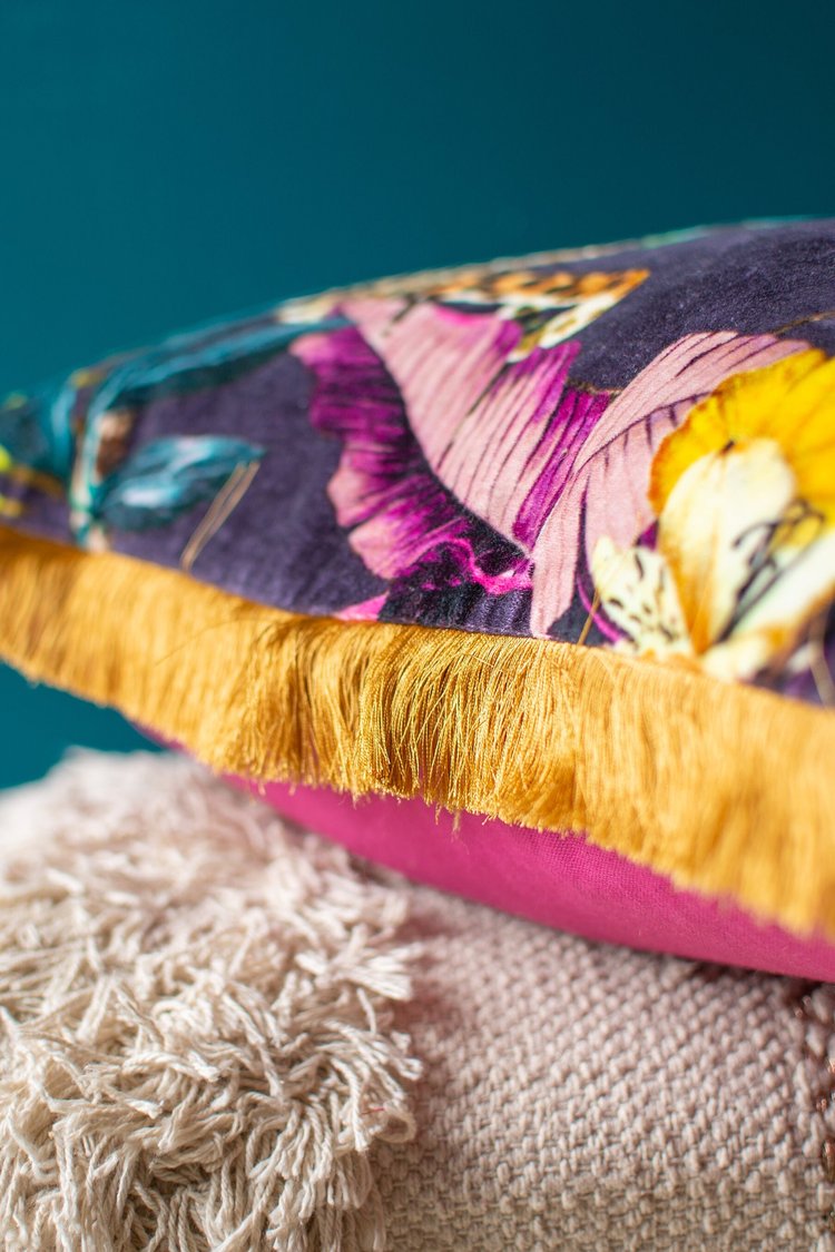 Artisan Tropical Leopard Fringed Cushion