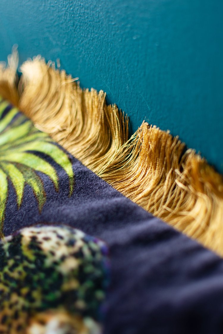 Artisan Tropical Leopard Fringed Cushion
