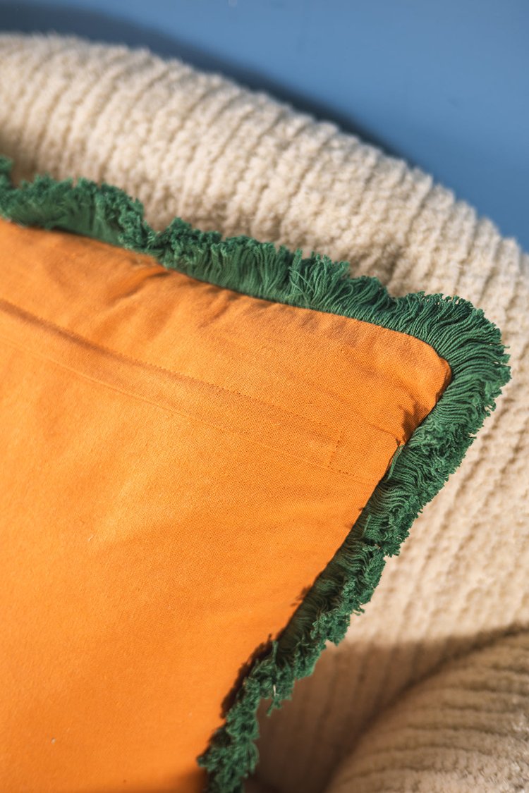 Artisan Applique and Embroidered Dancing Horses Fringe Cushion