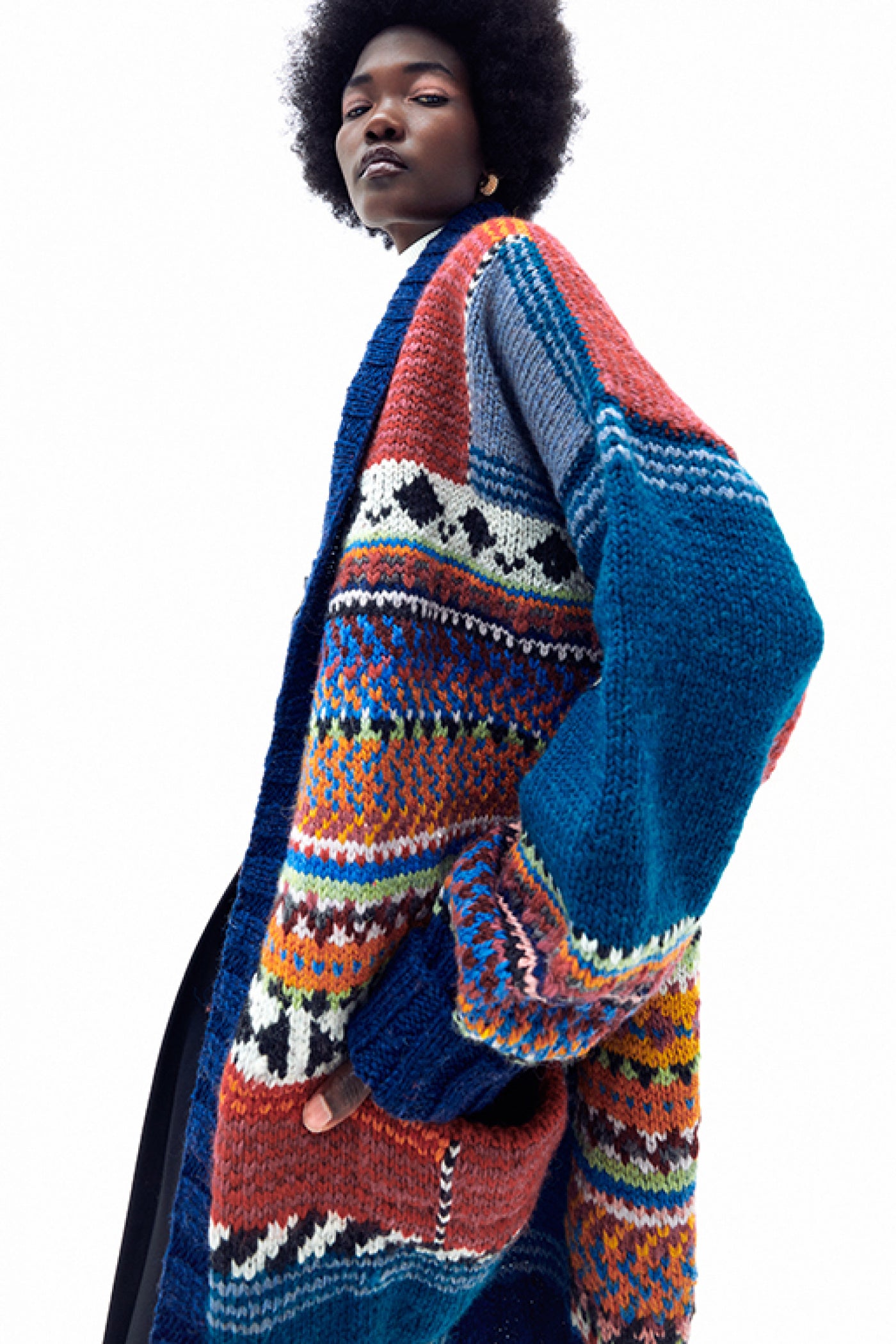 Amano Jude Multicoloured Bright Wool Chunky Knit Cardigan
