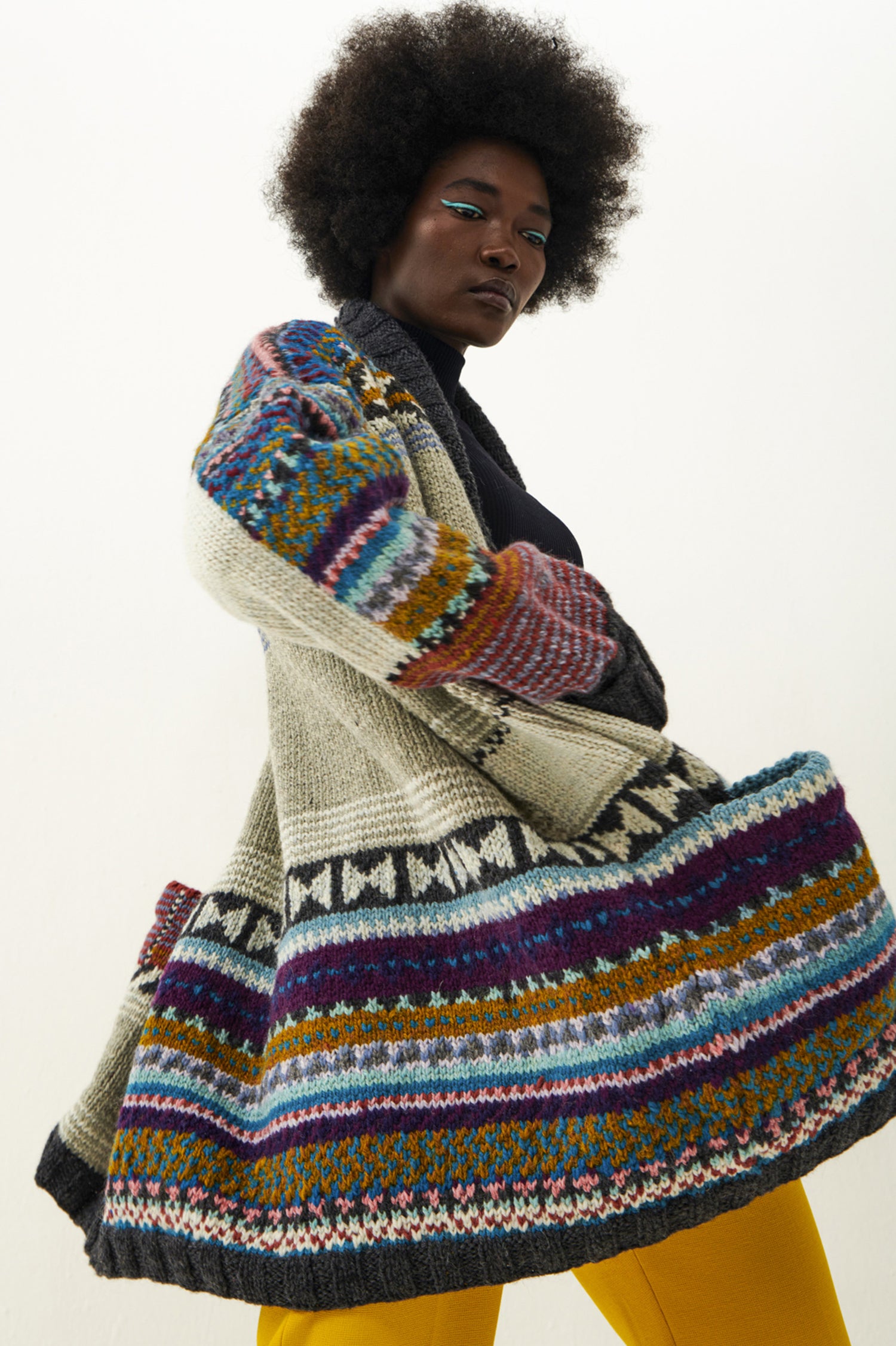 Amano Jude Multicoloured Vintage Wool Chunky Knit Cardigan