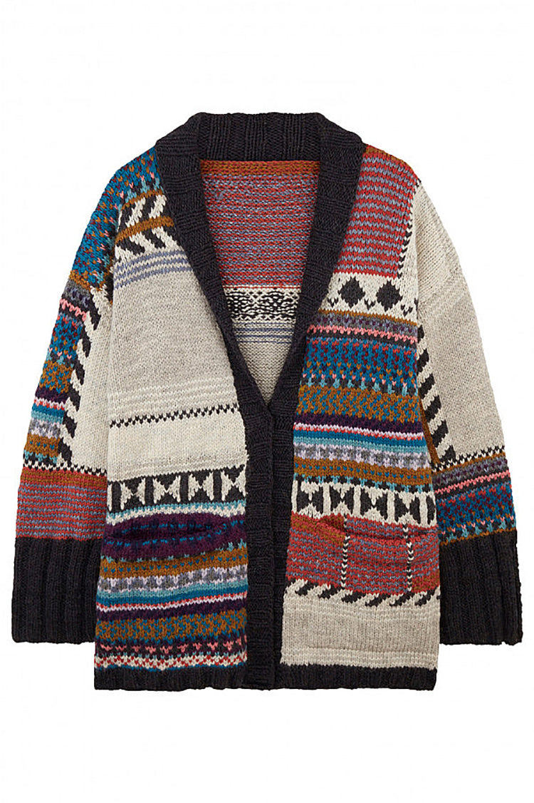 Amano Jude Multicoloured Vintage Wool Chunky Knit Cardigan