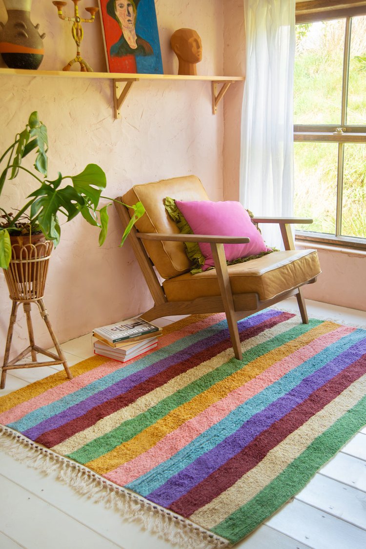 Artisan Beryl Striped Hand Tufted Rug Recycled Cotton 120 x 180cm