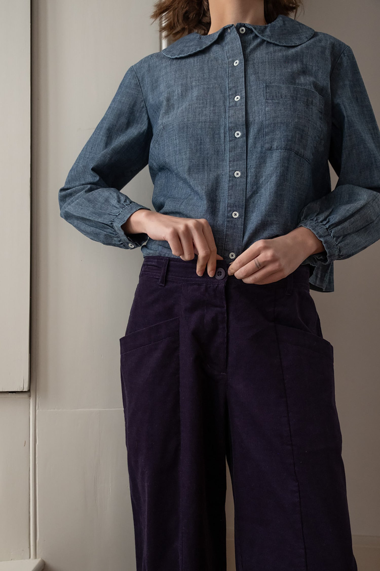Lorren Barrel Leg Cord Pants by Bibico