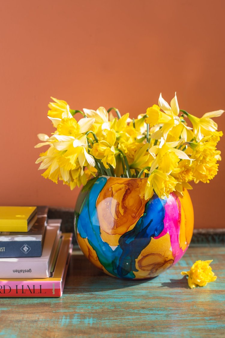 Marble Round Hurricane Vase by Ian Snow