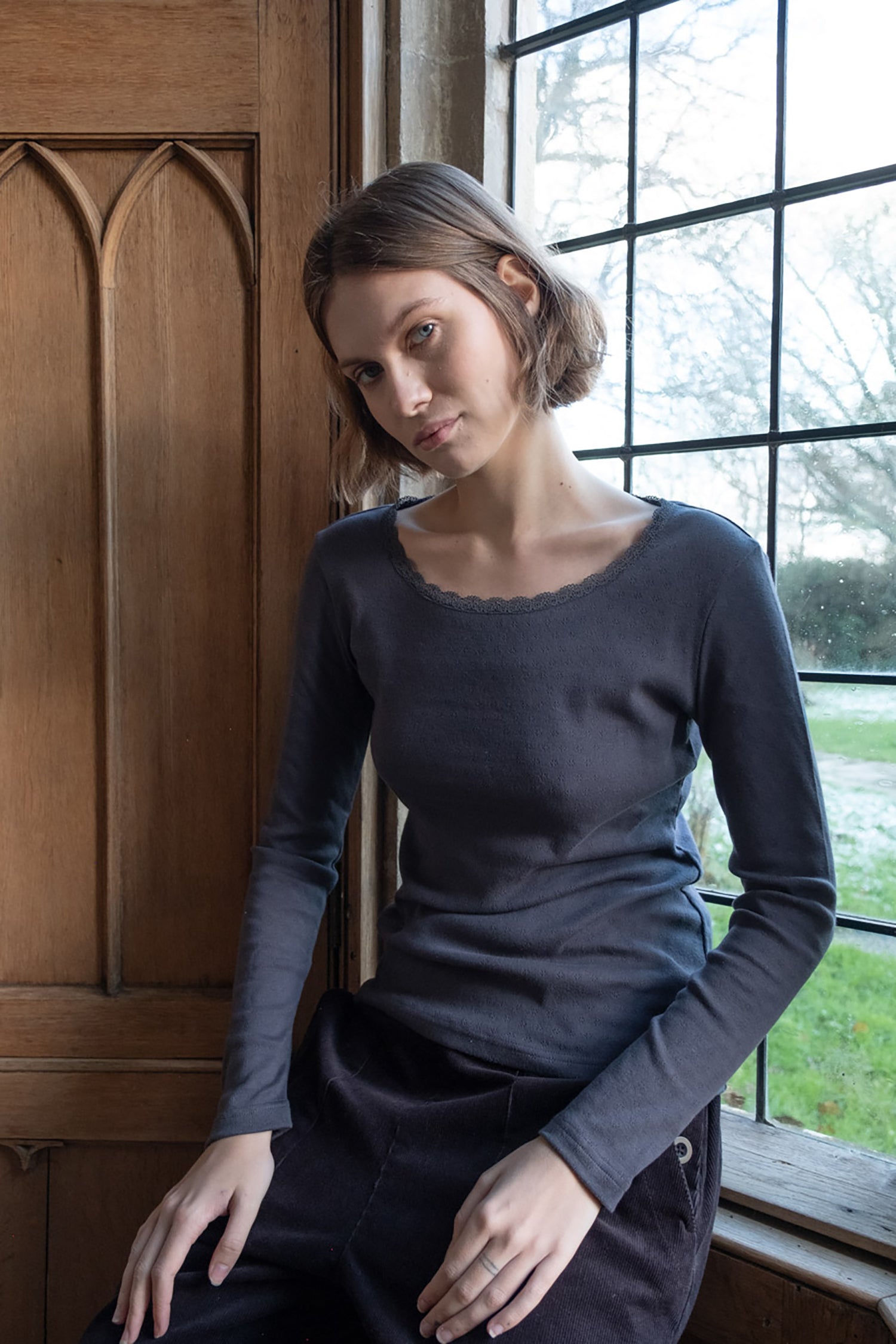 Cali Pointelle Organic Cotton T-Shirt by Bibico