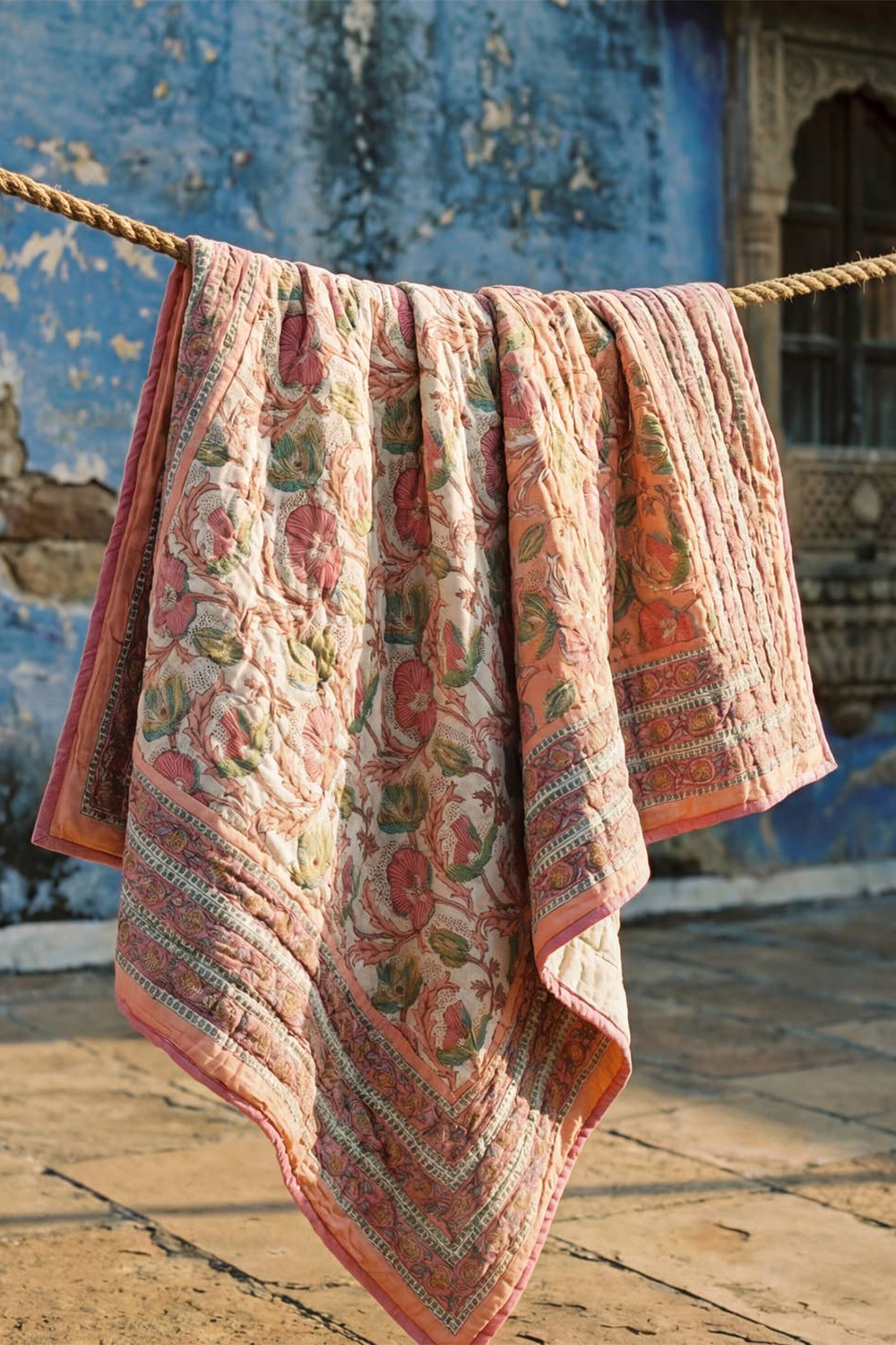 Hand Block Print Organic Cotton Reversible Quilt - Super King