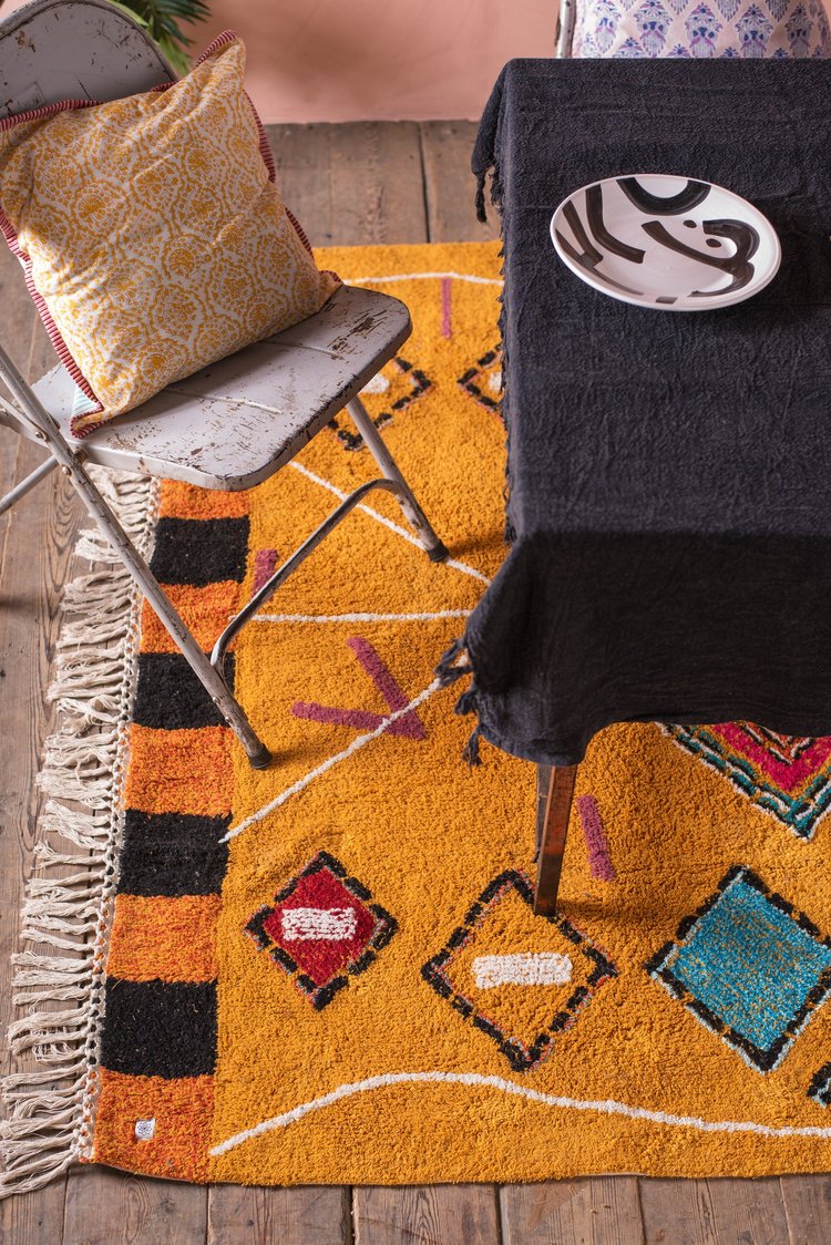 Artisan Tafsut Hand Tufted Rug Recycled Cotton 160 x 230cm Ochre