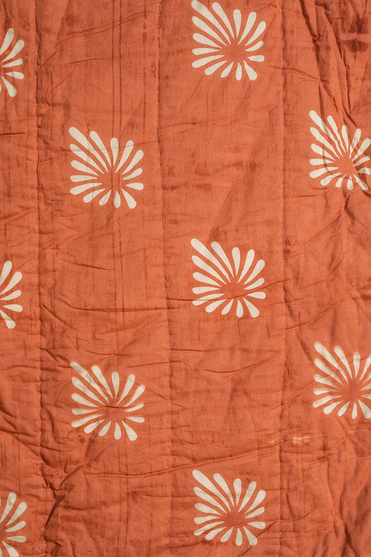 Terracotta Hand Block Print Cotton Reversible Quilt