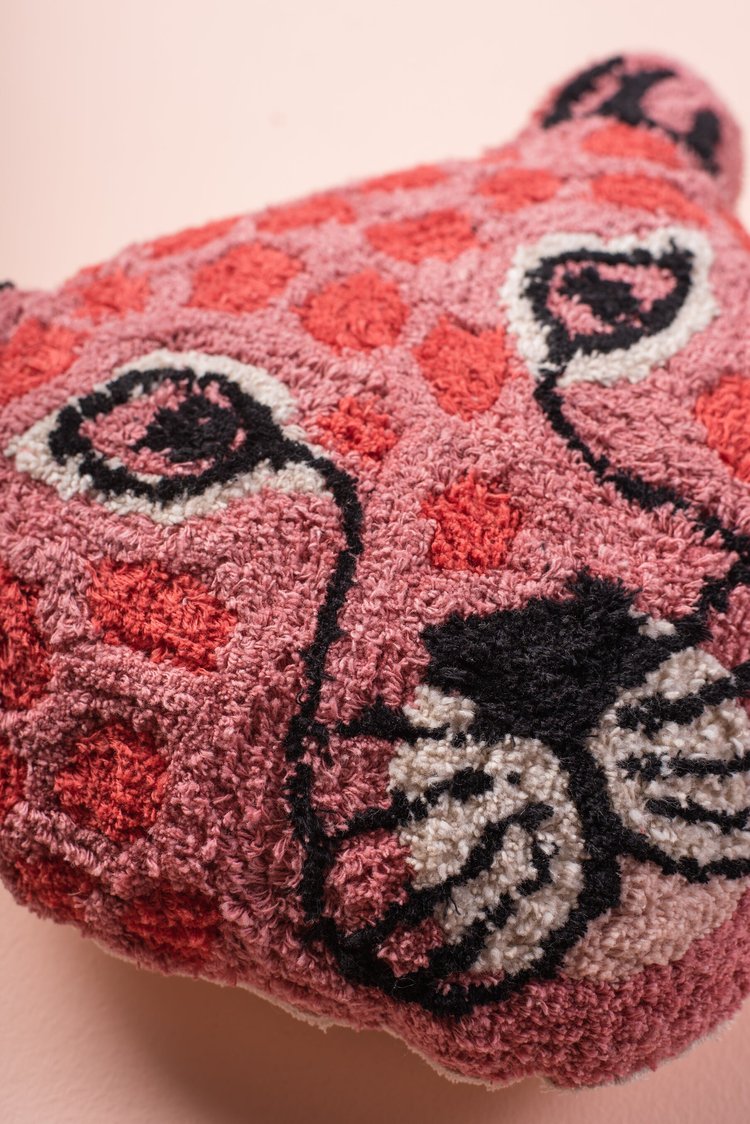 Artisan Embroidered Leopard Scatter Cushion