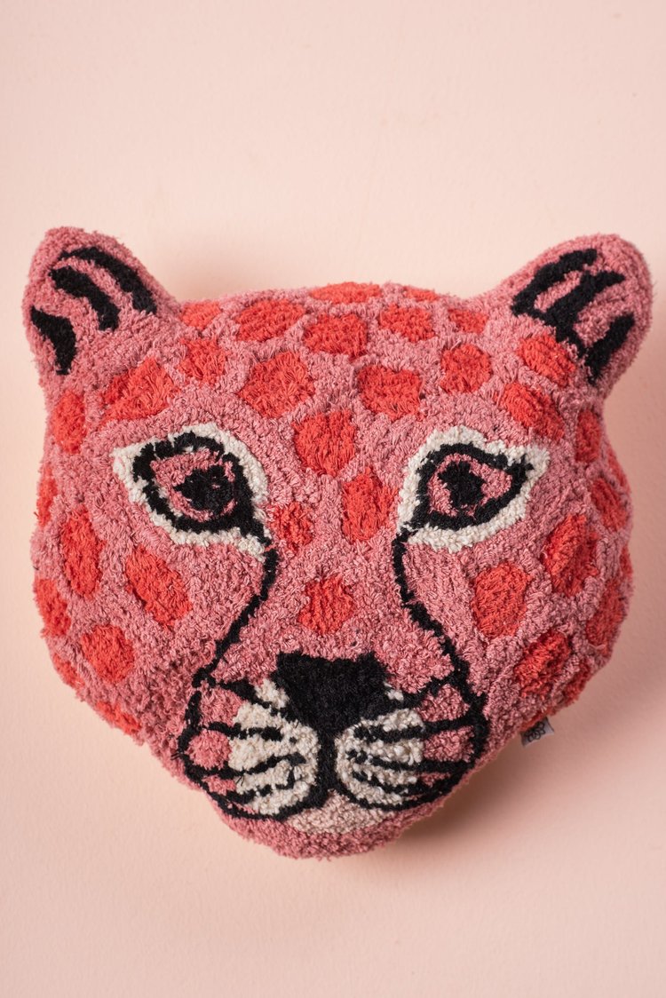 Artisan Embroidered Leopard Scatter Cushion